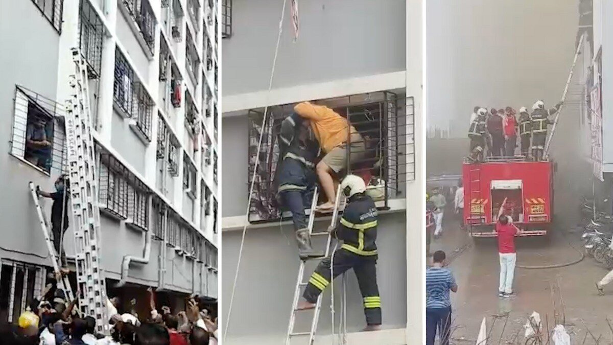 दहिसर इलाके में एक हाई-राइज इमारत की 24वीं मंजिल पर लगी आग को 3 घंटे में काबू पा लिया गया (Photo: ITG/Shivshankar Tiwari)