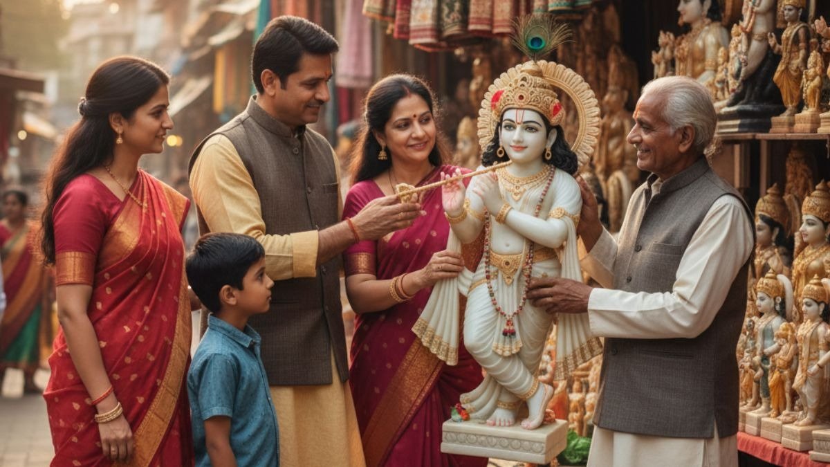 ठाकुर जी की मूर्ति खरीदते समय मोलभाव नहीं रखना चाहिए.(Photo: AI Generated)