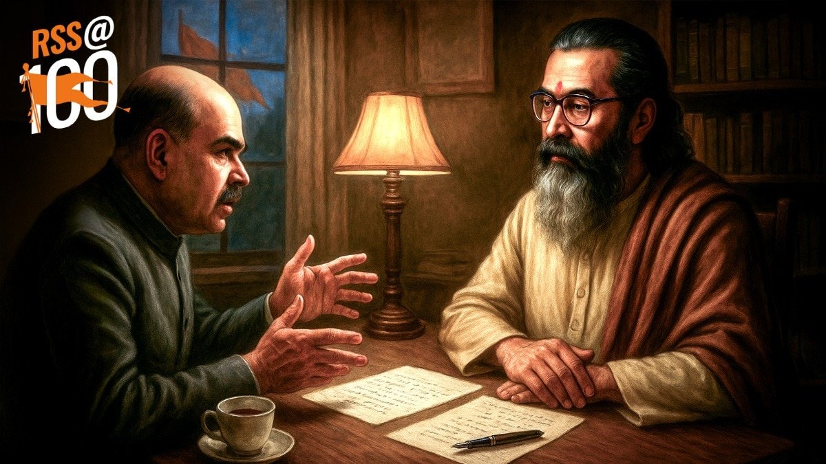 कभी गोलवलकर ने जनसंघ के लिए संघ के स्वयंसेवकों को देने से इनकार कर दिया था. (Photo: AI generated)