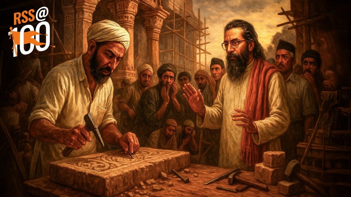 जबलपुर दंगे के दौरान संघ मुख्यालय में 22 मुस्लिम मजदूर काम कर रहे थे. (Photo: AI generated)