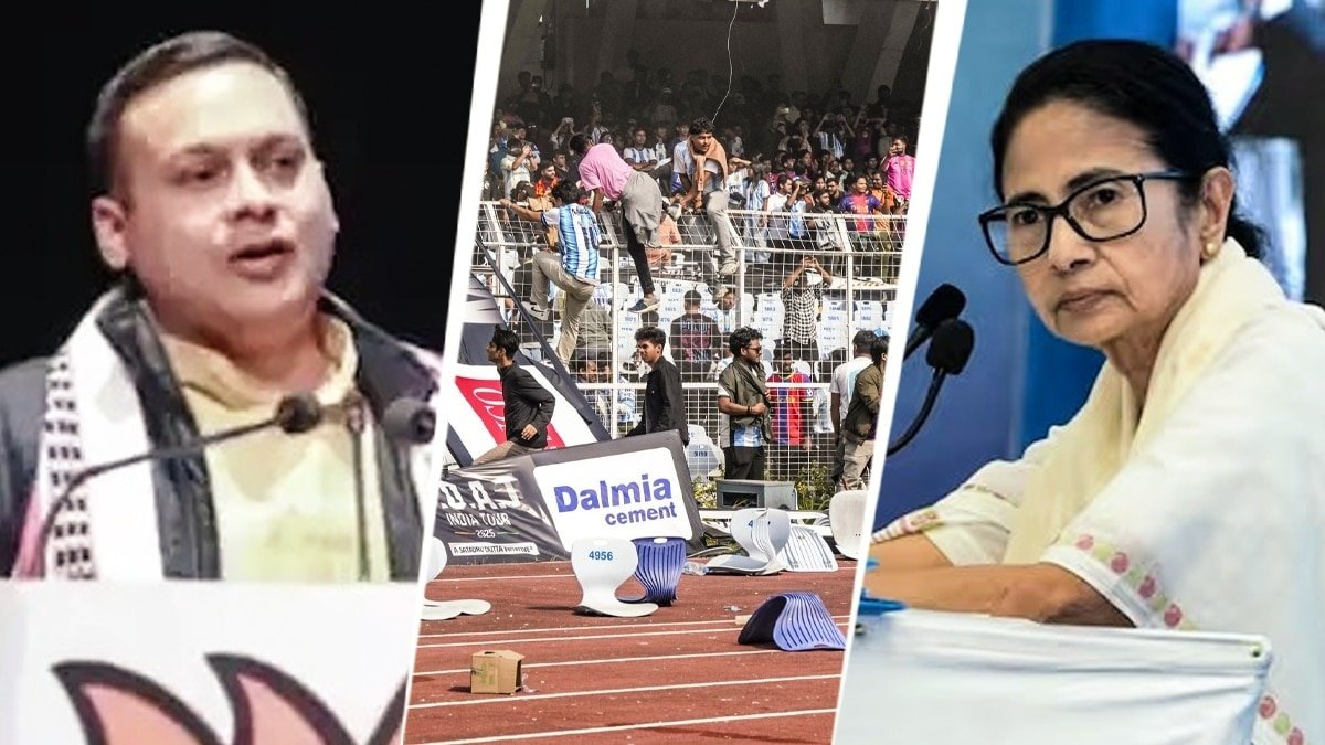 लियोनेल मेस्सी के इवेंट के दौरान कोलकाता स्टेडियम में फैंस ने तोड़फोड़ की. (Photo- PTI)